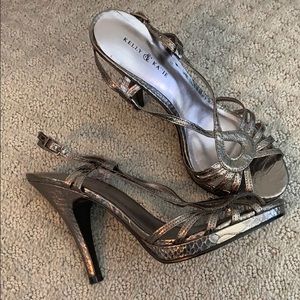 Pewter snake strappy Kelly & Katie heeled sandals